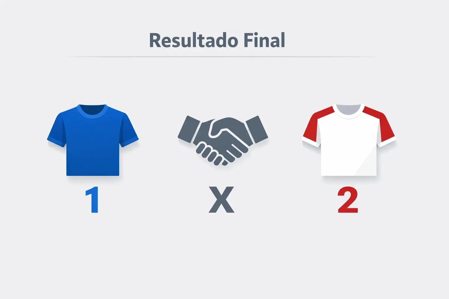 Ilustração do mercado 1X2 mostrando os três resultados possíveis: vitória da casa, empate e vitória fora